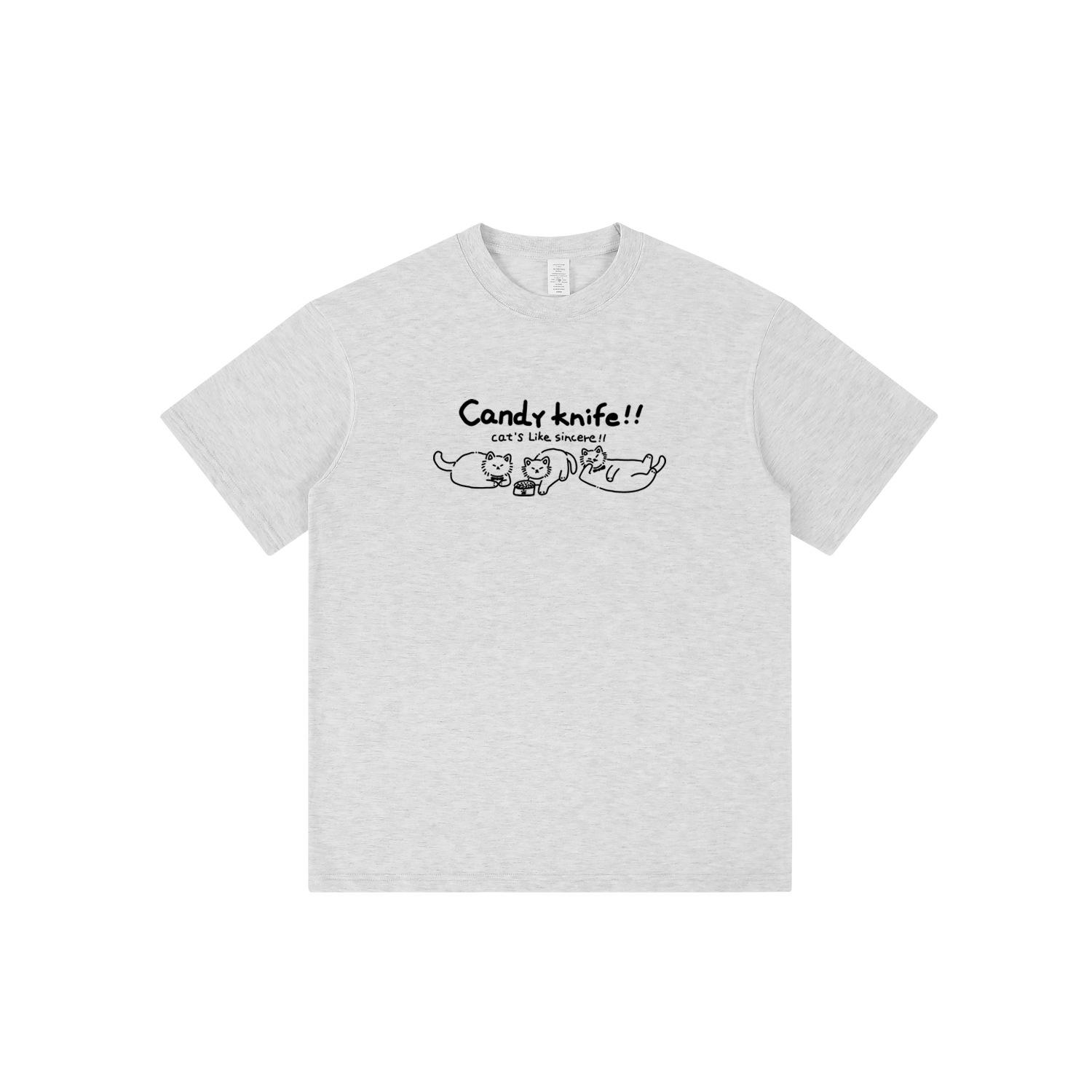 

Unisex Crew Neck Cat Print Retro Summer T-Shirt L