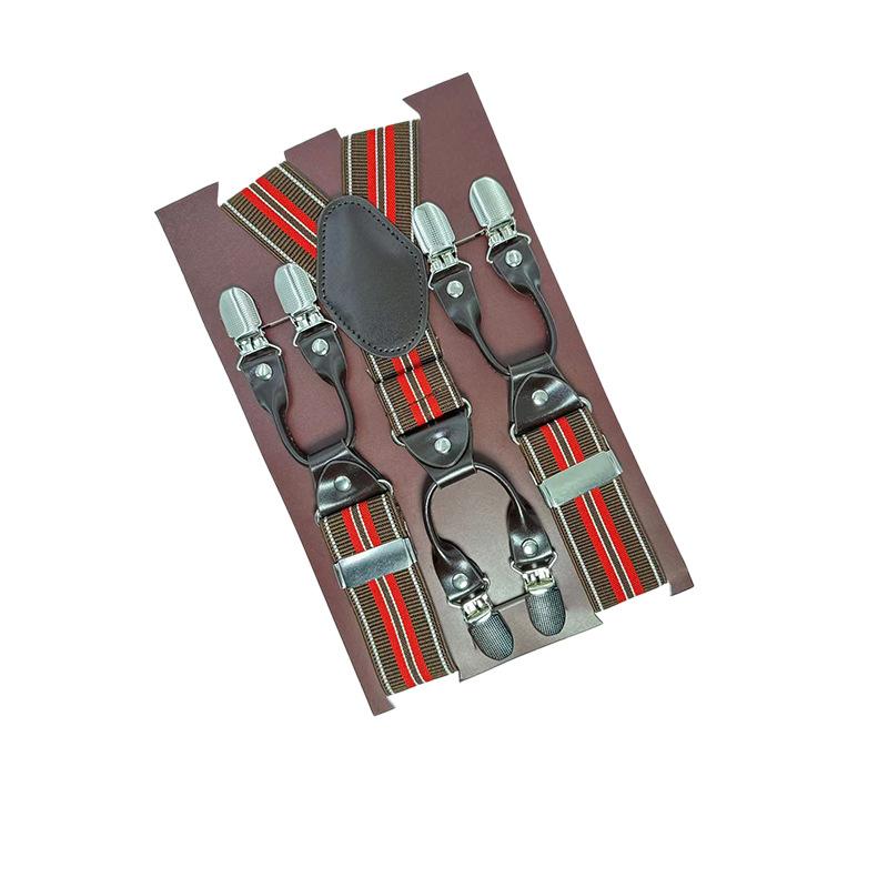 6 Clips Men'S Suspender Belt, Strap Thickened Elastic Belt, High-Quality Hardware Accessories