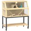 Wooden Hamster Cage with Storage Shelf, Wheels, Ramps, Water Bottle, Hut, Seesaws