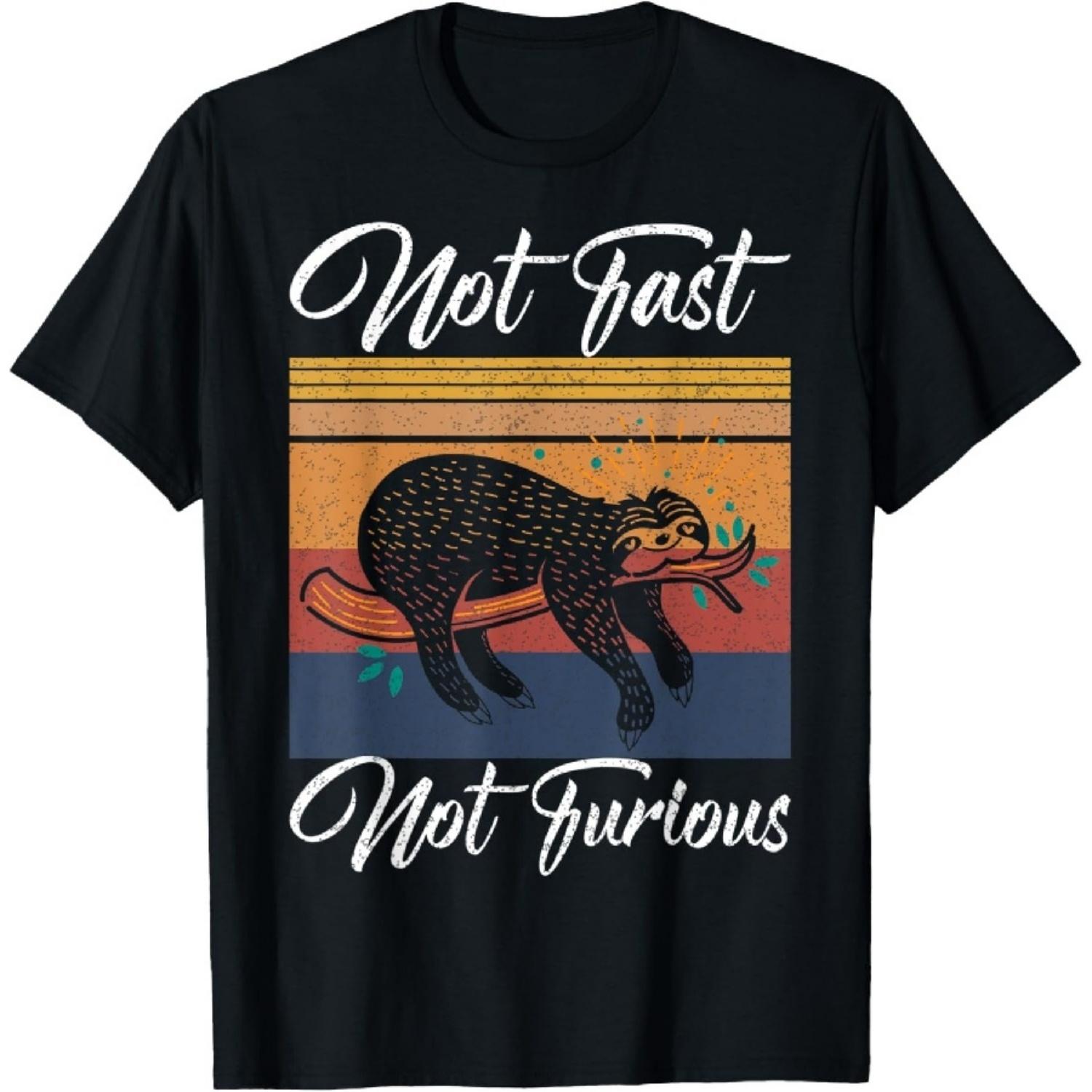 Not Fast Not Furious Sloth Vintage Retro Style T-Shirt1 S