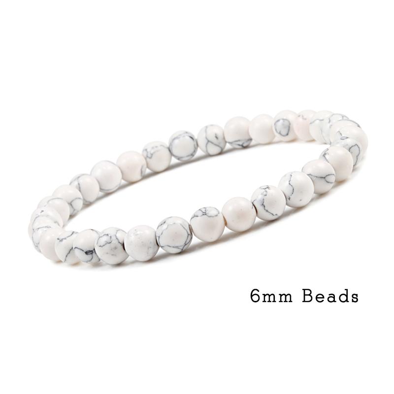 Charm Bracelet 6mm 8mm 10mm White Natural Stone Simple Women Men Elastic Strand Bracelets Meditation Prayer Jewelry Friend Gift