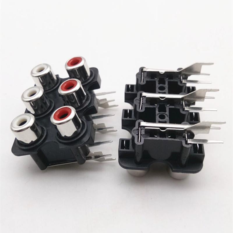 AV6-7RCA 6-Position Bent Foot Lotus RCA Female Audio Connector