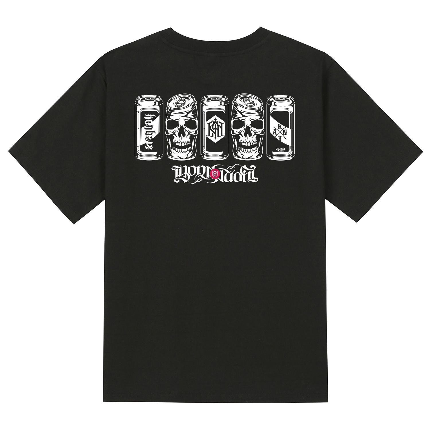 Khan 6312 Ktb0112 Art Skull Short Sleeve T-Shirt - Black Black/L