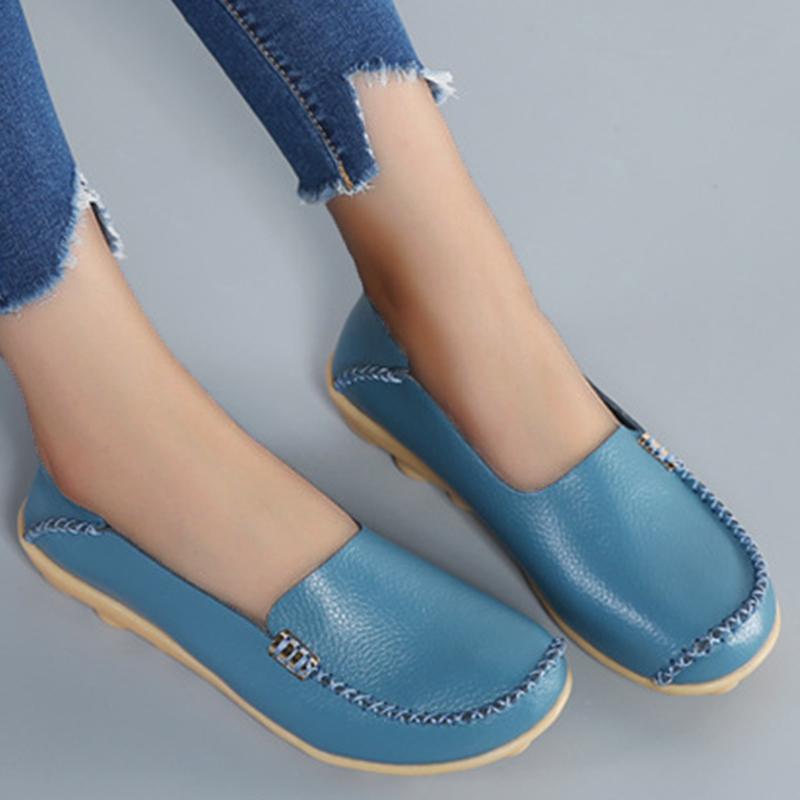 Genuine Leather Fashion Women Flats Retro Shoes Women Moccasins Nurse Shoes Casual Ballet Flats Soft Plus Size Shoes