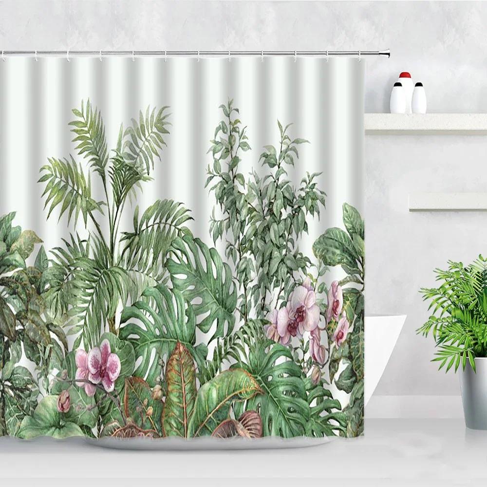 Tropical Paradise Shower Curtain, Exotic Plants & Animals, Waterproof for Bathroom Decor, Enhance Home with Nature's Beauty
