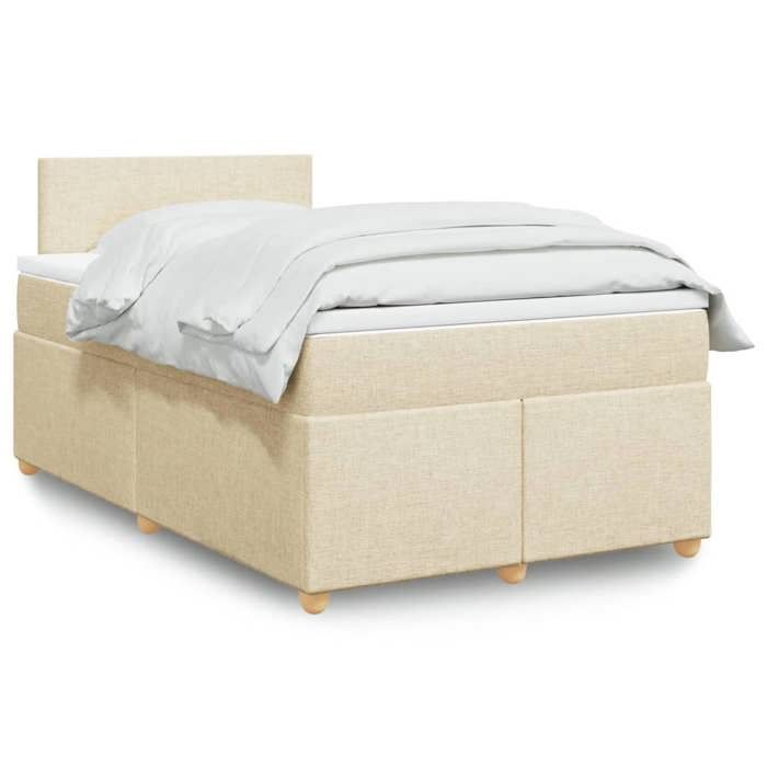 VidaXL Sommier à lattes de lit avec matelas Crème 120x200 cm Tissu 3288945