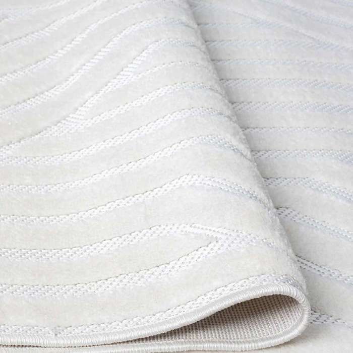 Modern White Geometric Relief Rug 120x180
