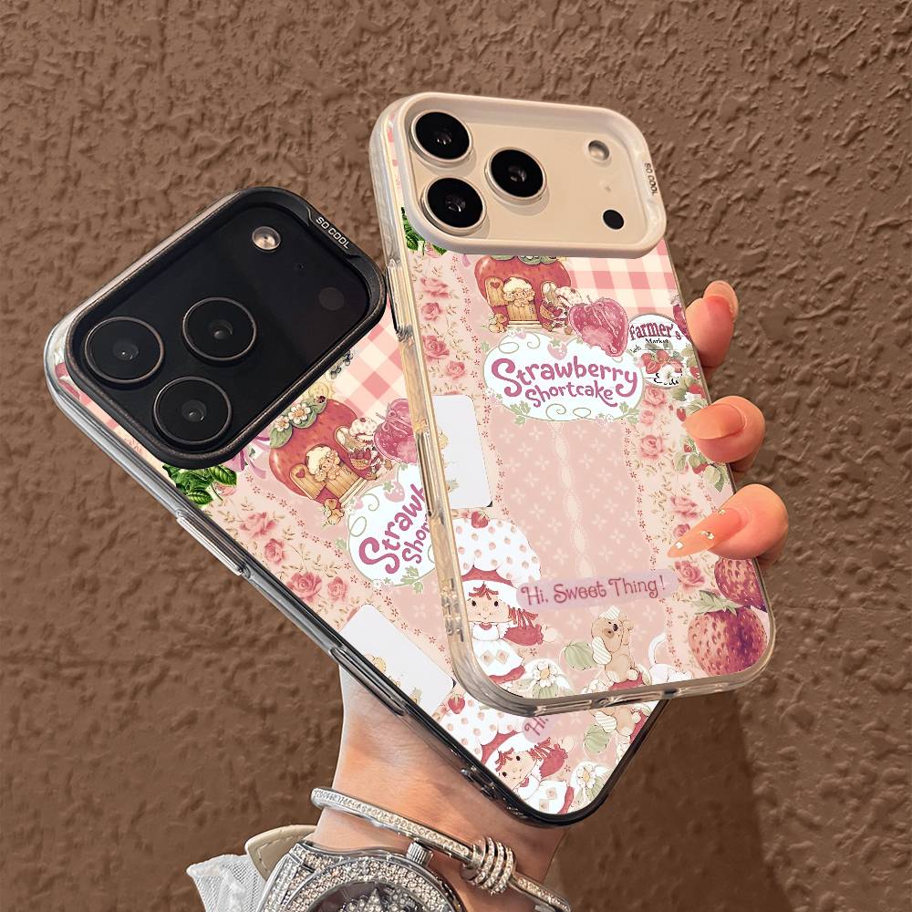 Strawberry Sh-SHortcakeS phone case for iPhone 17 17Air 16 15 14 13 12 11 Pro Max Plus Colorful Silver