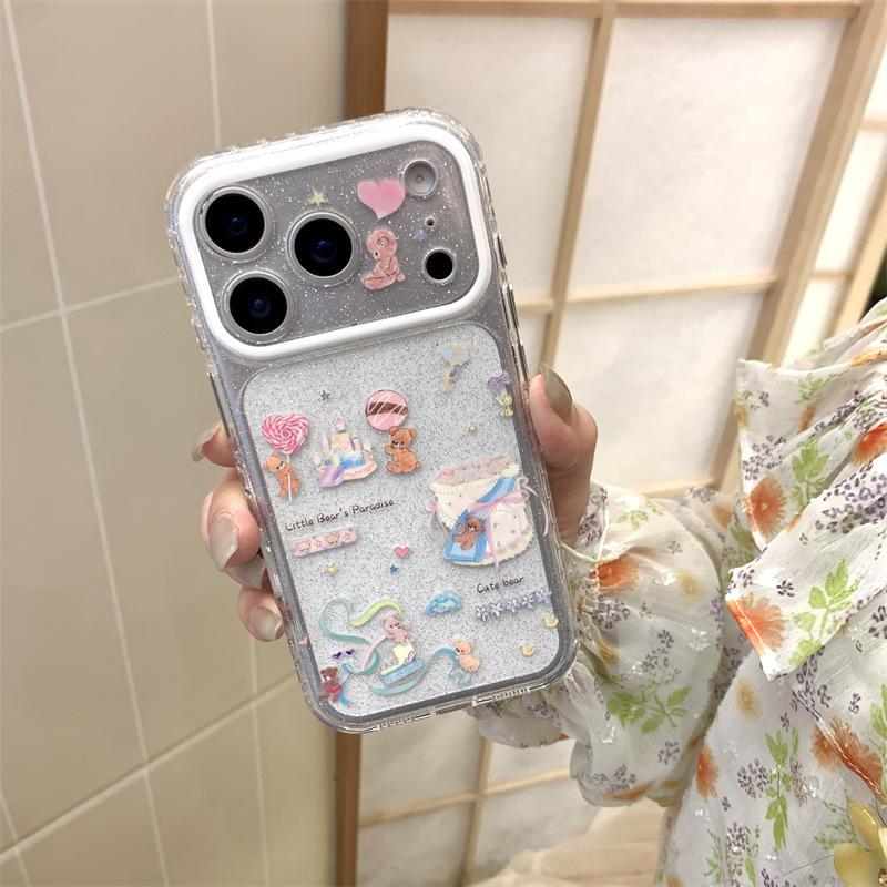 

Glitter Cake Bear iPhone 17/16 Pro Max/15 Pro Case – New Style Birthday Party iPhone 16 Pro Max