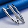 1 Pair of 925 Sterling Silver 31mm V-shaped Zircon Hoop Earrings for Women Jewelry Gift Accessories Party Charm