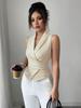 Striped Sleeveless Blouse Summer Tie-Up Waist Defining Vest Shirt  Overseas Women's Clothing