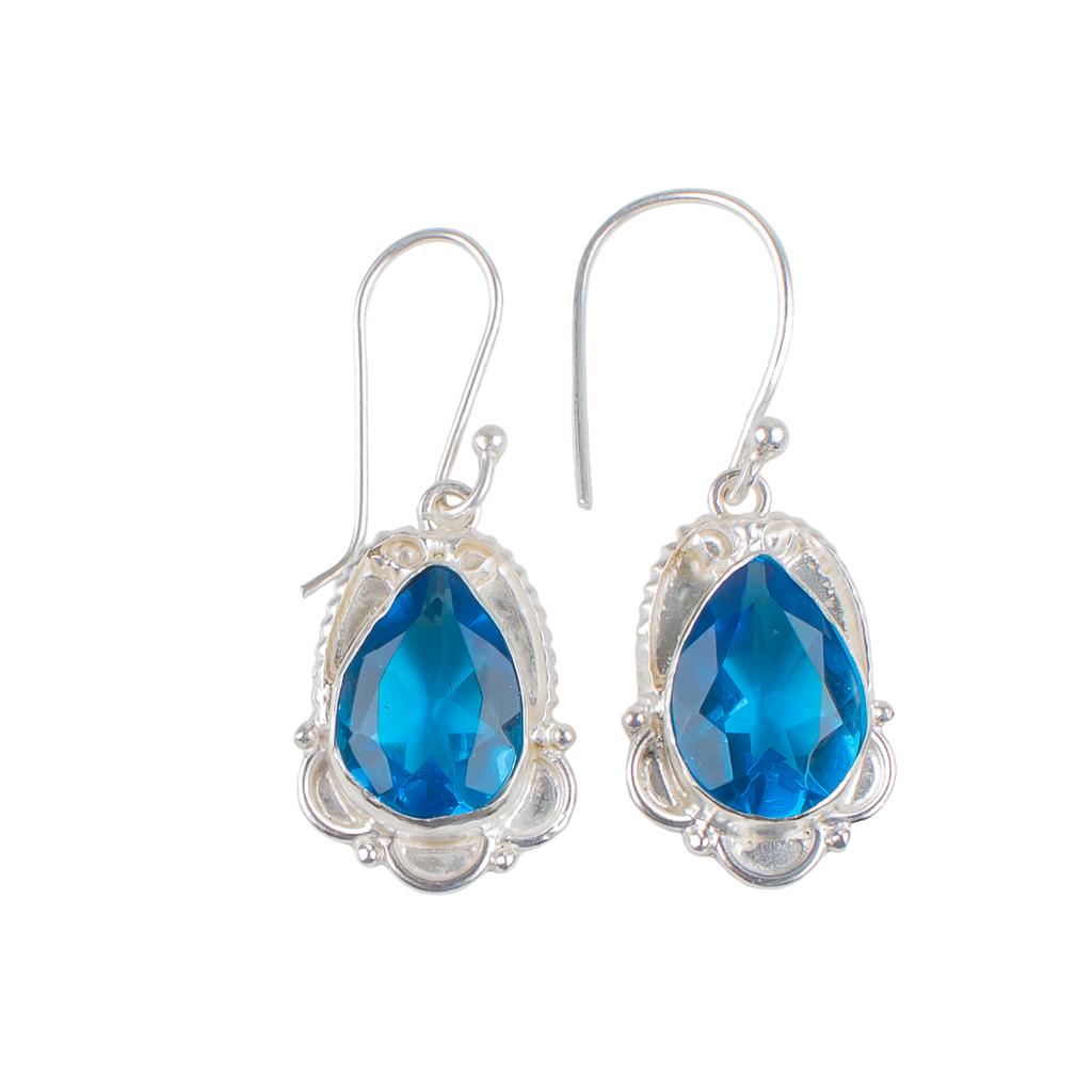 925 Sterling Silber Schweizer Blautopas Edelstein Elegante Ohrringe Für Jubiläum EE-41-8