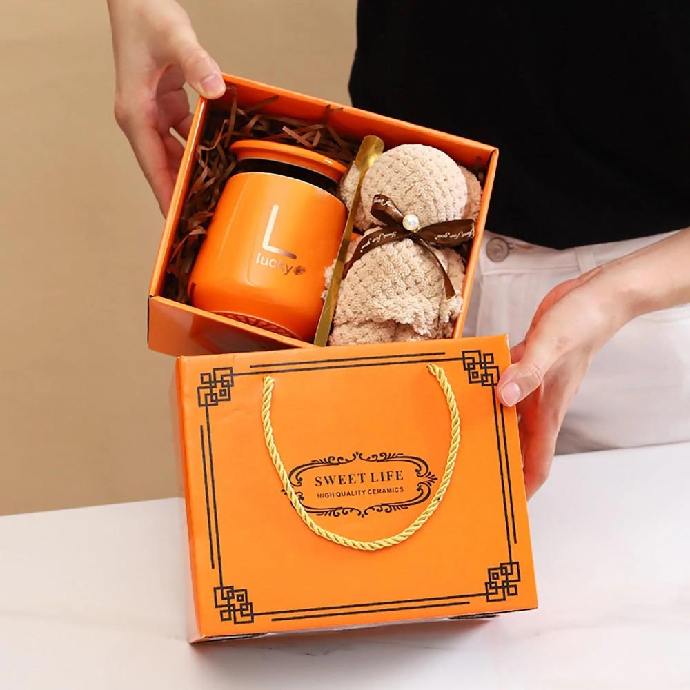 4 In 1 Ceramic Coffee Cup Set With Towel Bear & Spoon For Weddings, Birthdays, And Special Occasions - Includes Gift Box