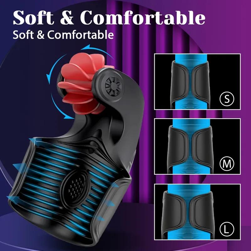 Licking Penis Glans Trainer Male Rotating Tapping Penis Vibrator Vibrating Lasting Delay Endurance Training Sex Toys for Men