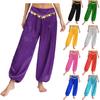 S-XXL Women's Belly Dance Performance Pants: Low Waist Sequined Harem Pants, Baggy & Loose for Halloween Arabian Costume