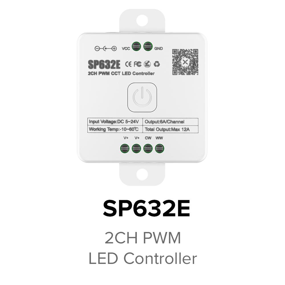 SP630E All In One LED Controller 5CH PWM SPI Pixels LED Light Strip WS2812B WS2811 SK6812 FCOB 5050 RGB RGBW CCT Music BT 5V-24V