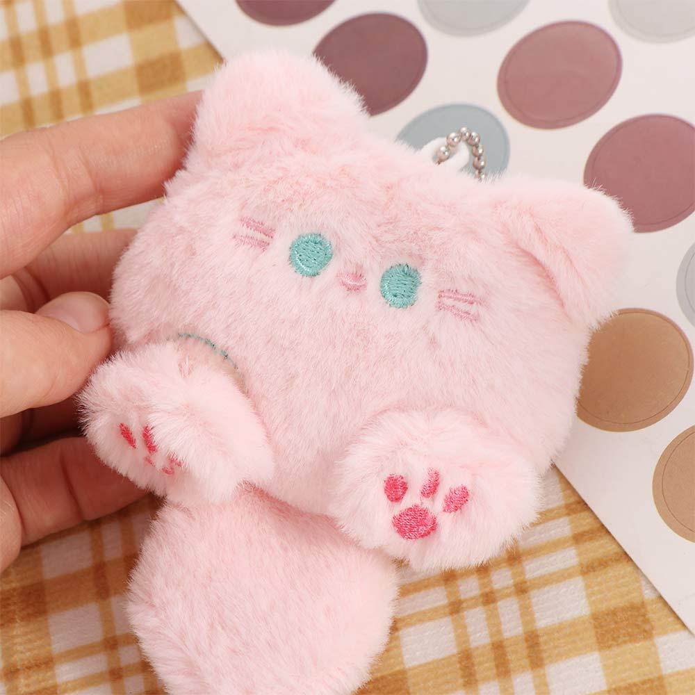 Soft Coffee Cat Plush Keychain Plush Brooch Animal Plush Key Chain  Friends Birthday Gifts