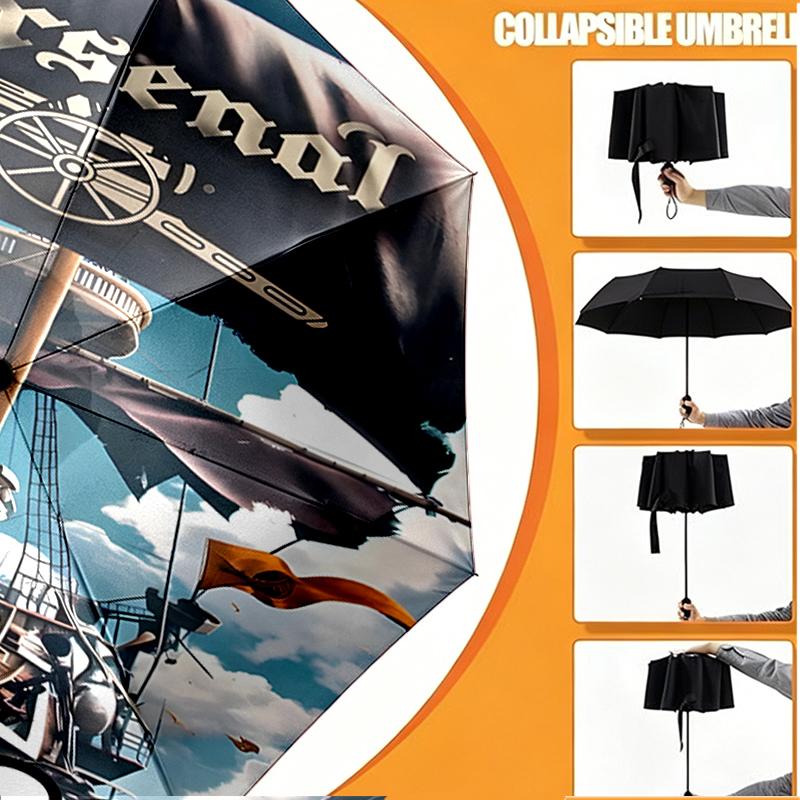 Custom Name Personalized Football Team Print Umbrella, Auto Open Close, 8‑Rib Sturdy Frame, Commute Camping Hiking Use, Birthday Gift