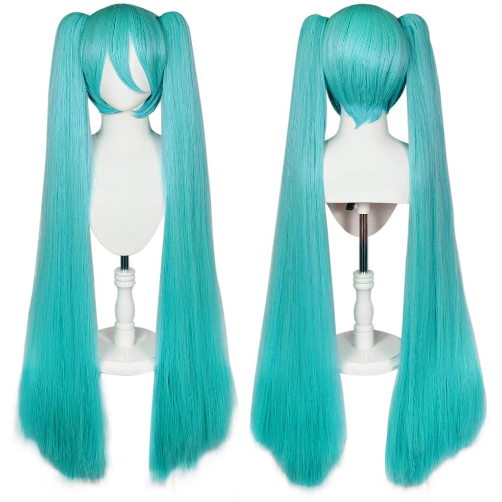 110cm Cosplay Wig Anime Long Synthetic Hair Clips 2 Ponytails Lolita Wig for Halloween