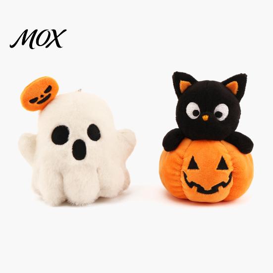 Desktop Decoration Halloween Ghost/Pumpkin Black Cat Plush Figurine, Soft Stuffed Doll Ghost Keychain with Hanging Chain, Creative Photography