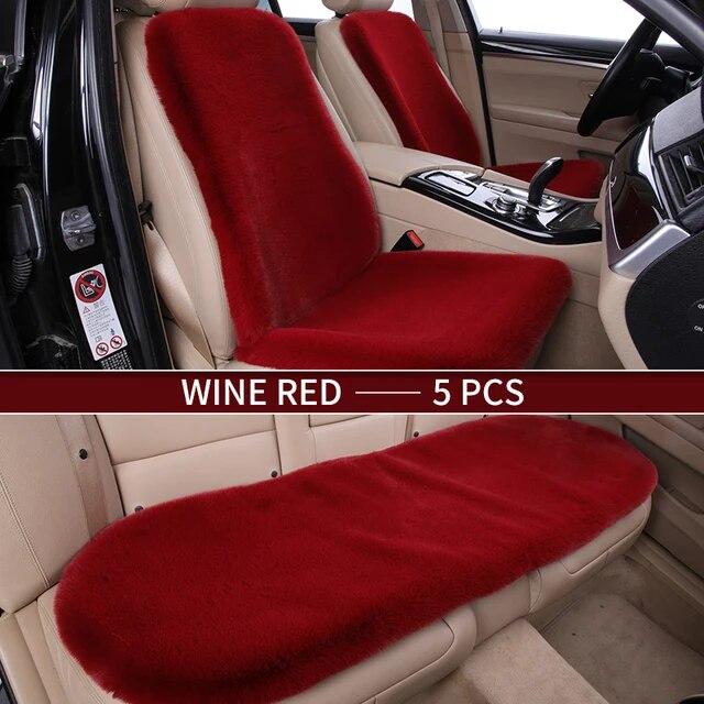 Fuzzy Car Seat Covers Set Fur Front Rear Car Seat Cushion Faux Fur Universal Wool Car Seat Cover Winter Warm Plush Soft Sheepski