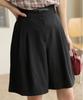 Ppaeppae Back Elastic Two-Pintuck Wide Fit Knee-Length Bermuda Pants