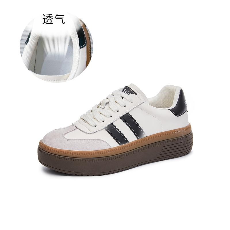 Retro leather German training shoes women's 2025 spring new thick-soled heightening shoes casual versatile little white shoes sports women's shoes
