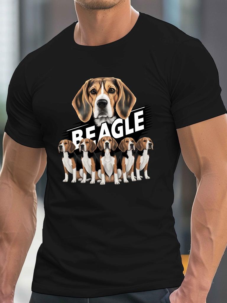 Realistic Beagle Illustrationunisex Casual Grew Neck Short Sleeve T-Shirt for Summer, PLUS SIZE