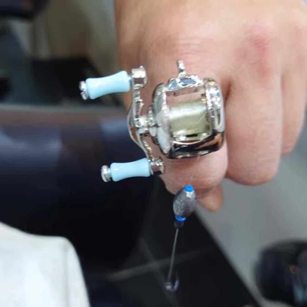 Detachable Fishing Reel Necklace Luxury Men Neck Pendant Fishing Reel Ring Gift for Him