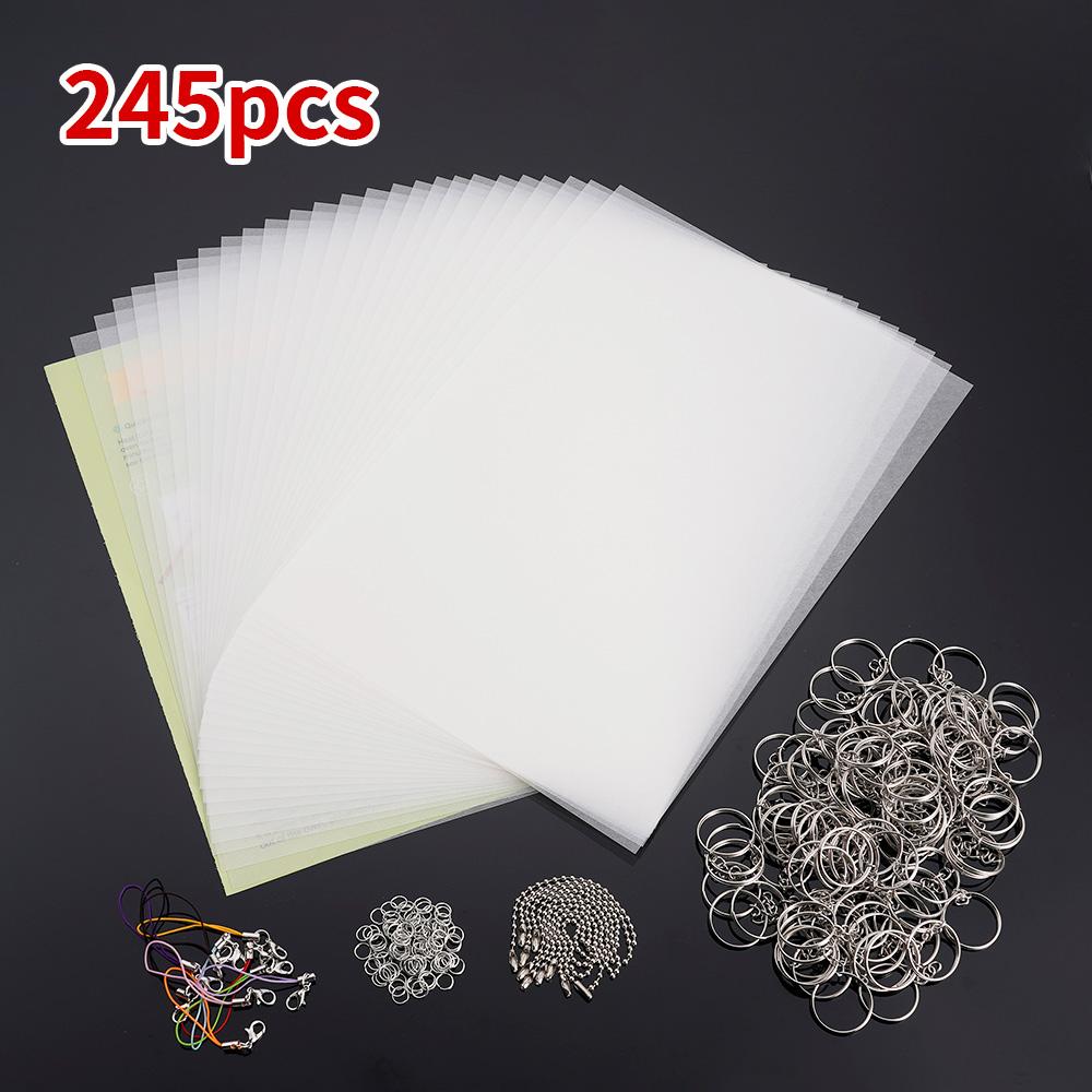 145/198/245Pcs Plastic Heat Shrink Sheet Kit DIY Fun Thermal Heat Shrink Film Translucent Sheets Blank Shrink Art Film Paper