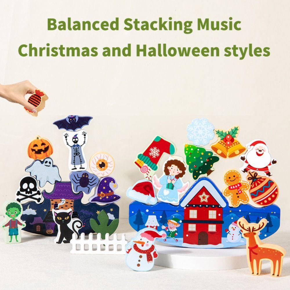 

Wood Halloween Balance Toy Early Education Christmas Stacking Game Children Girls Boys
