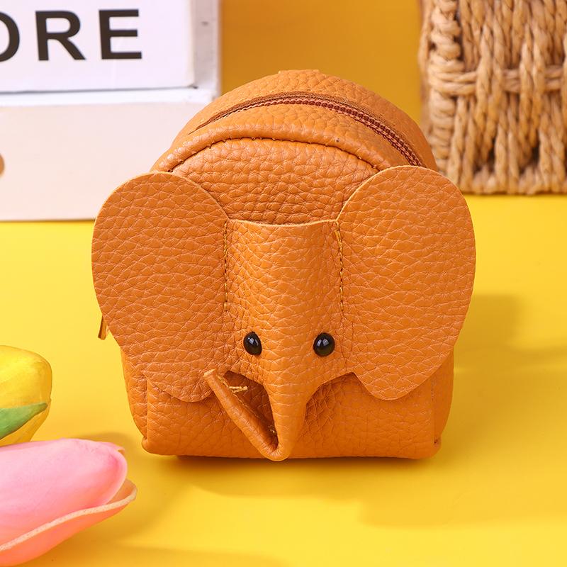 Pu Leather Elephant Money Bag Women Coin Purse With Key Ring Multifunctional Zipper Cartoon Storage Bags Key Case