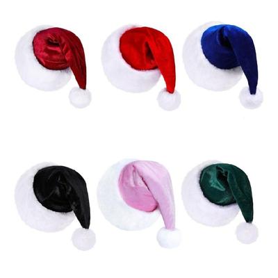 Plush Christmas Santa Hat with White Brim for Holiday Parties Giving Love
