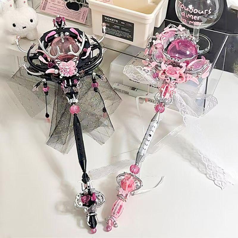 Wonder Hoon Magic Wand Building Blocks Lace Yarn Scepter Assembling Toys Model Girls Ornaments Birthday Gift Building Blocks