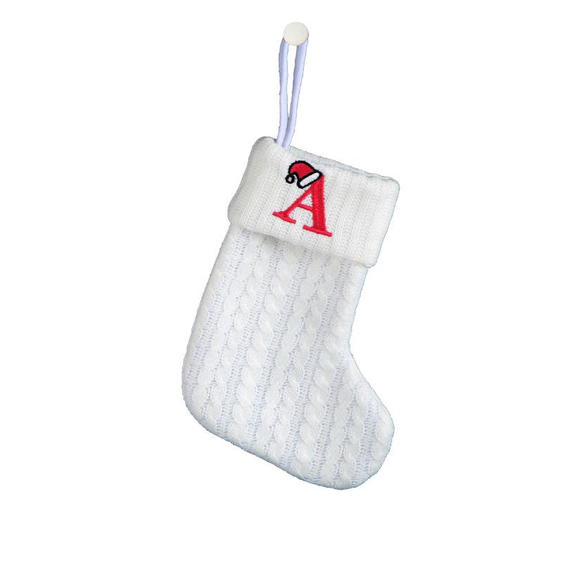 Kids' Embroidered White Knit Christmas Stocking - Holiday Decor