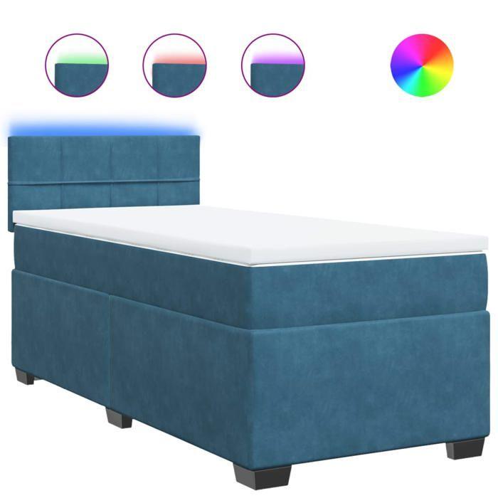 VidaXL Bed Slat Base with Mattress Blue 80x200 Cm Velvet, Bed, Platform Bed, Panel Bed, Furniture of 3288466