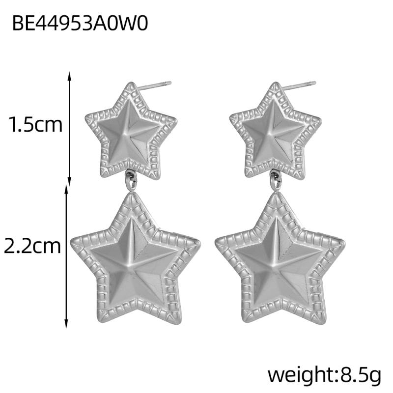 CARLIDANA Fashion Jewelry Retro Star Heart Stud Earrings Round Hammered Pvd Gold Plated Stainless Steel Chunky Drop Earrings