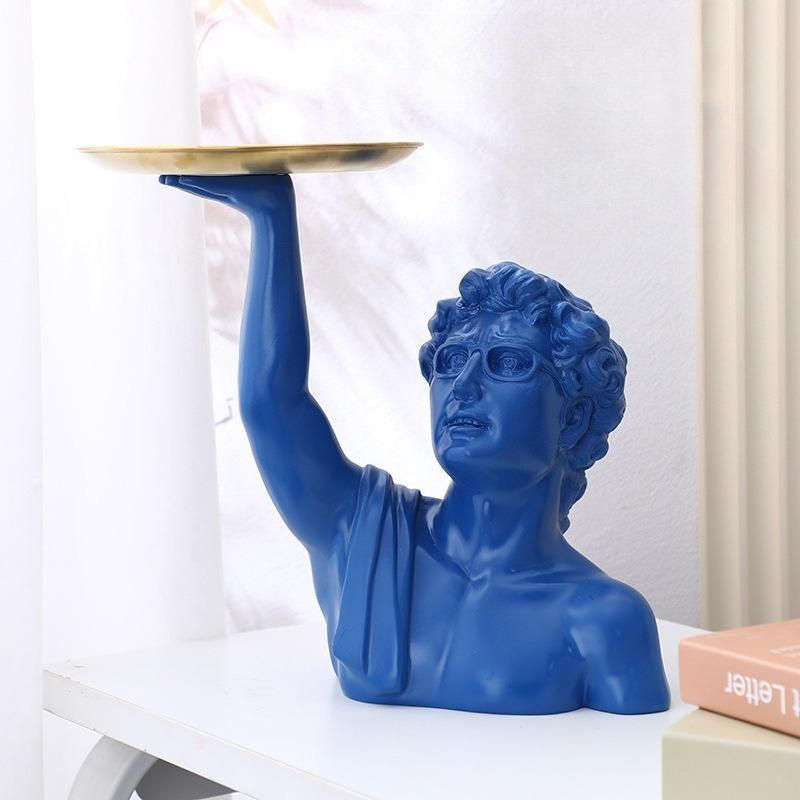 Modern David Statue with Storage Marble-Resin Jewelry Box Organizer Classical Art Decor for Home Desk Functional Sculpture Gift