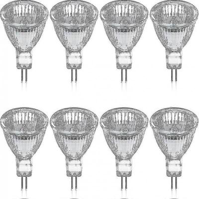 Balení 8 halogenových žárovek Gu5.3 Mr16 35w 12v Stmívatelné - Teplá bílá 2800k, 400 lumenů, Skleněný kryt -xx   -Yx