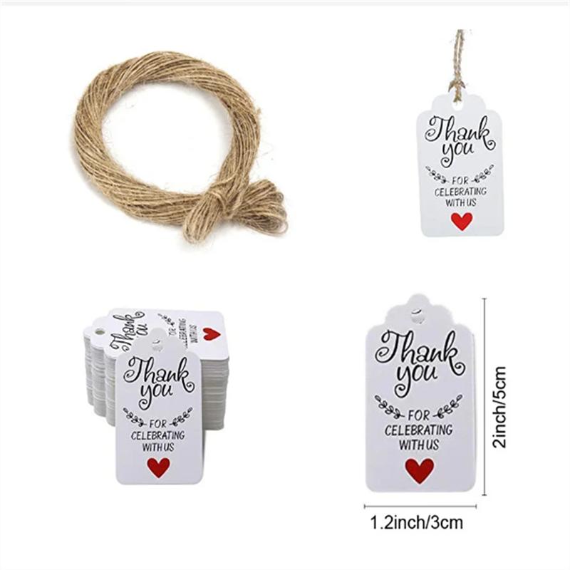 100 szt. etykietka + 20 metrów sznurka ręcznie robiona etykietka do samodzielnego zawieszania. Dziękujemy za świętowanie z nami. Tagi Prezent Pieczenie, Dekoracja Opakowania