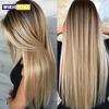 72cm Women Long Straight Wig With Hair Net Blonde Synthetic Hair Wigs Headgear For Daily Wear
