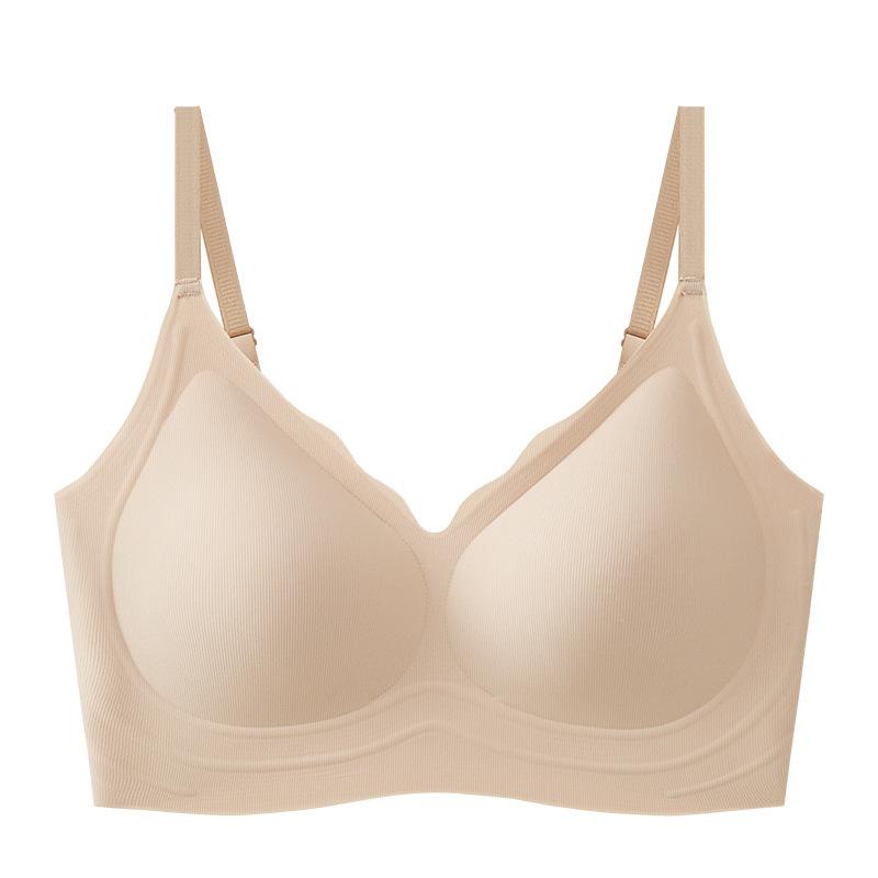 Naked Small Cloud Strip Jelly Soft Support Underwear Women's Upper Support Fixed Cup Light and Breathable Double Lift Latin America Back Bra