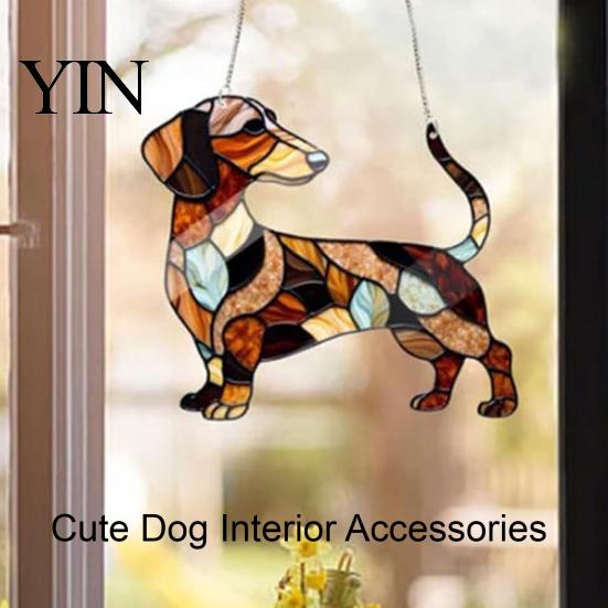 Einzigartiges Geschenk für Freunde Dackel Hängendes Ornament, Acryl Fenster Sonnenfänger, Niedliche Fänger Dekoration Fenster Hund Haus Zimmer Dekor, Veranda