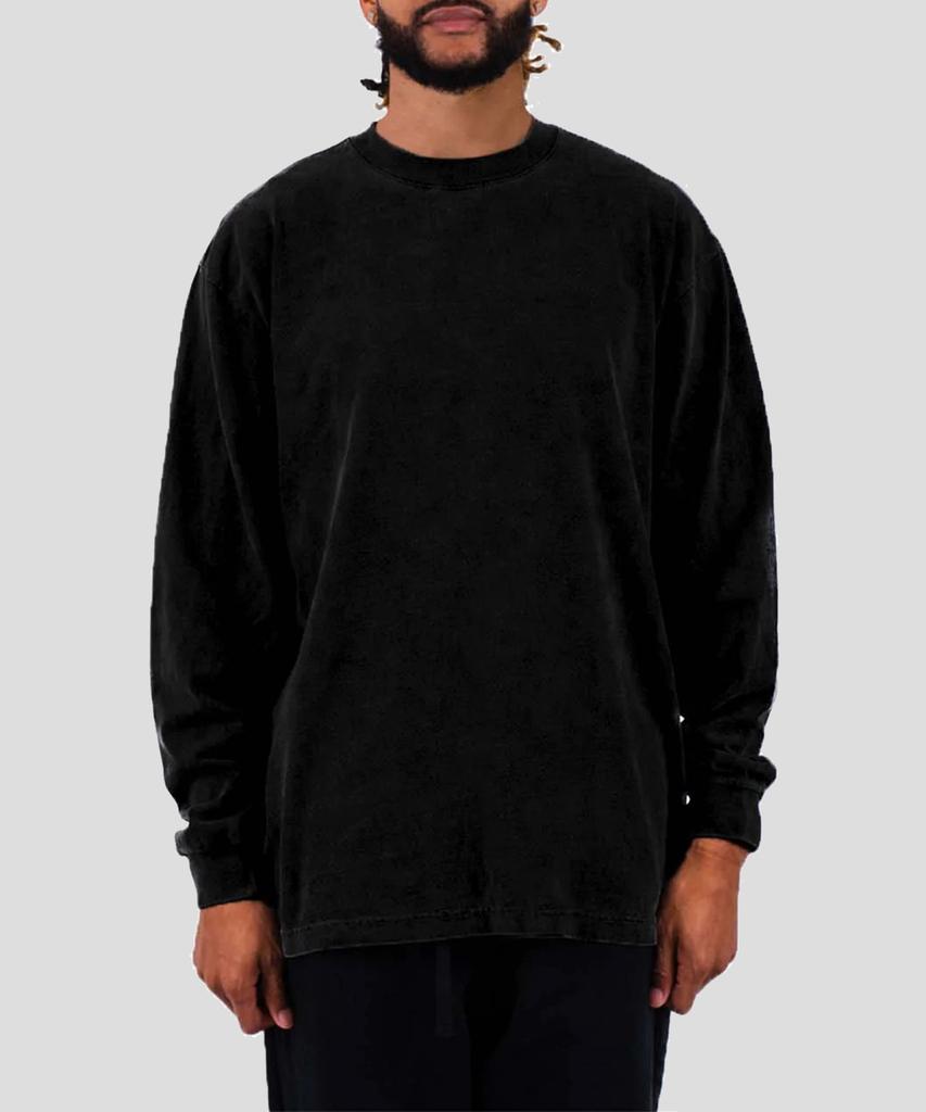 SHAKA WEAR [2Pack] 7.5Oz Garment-Dyed Plain Oversized Long Sleeve T-Shirt