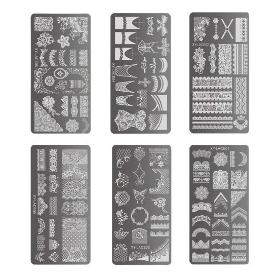 Stamping Plates Set Bows Flowers Lace Design Manicures Decoration Metal Plate Transfer Sweet Series Template