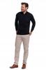 Men's Cotton Sweater with Stand-Up Collar and Zipper Elegant Cotton MORAJ XL BLACK