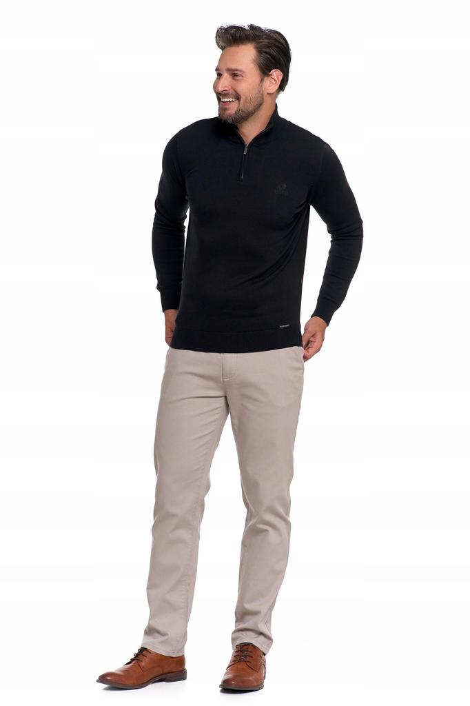 Men's Cotton Sweater with Stand-Up Collar and Zipper Elegant Cotton MORAJ XL BLACK