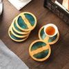 Ocean Wave Design Art Coaster Round Shape Cup Mat New Cup Holder  Home Decoration