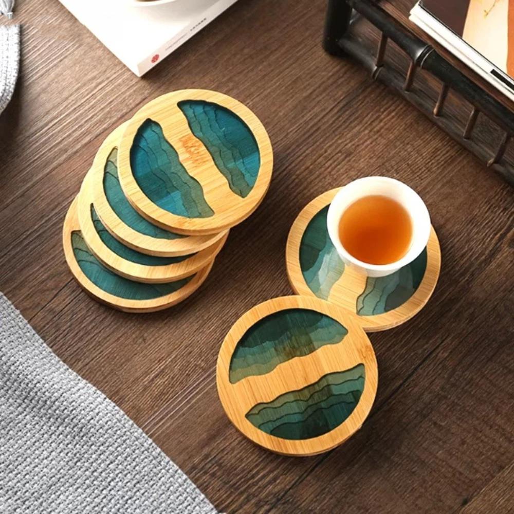 Ocean Wave Design Art Coaster Round Shape Cup Mat New Cup Holder  Home Decoration
