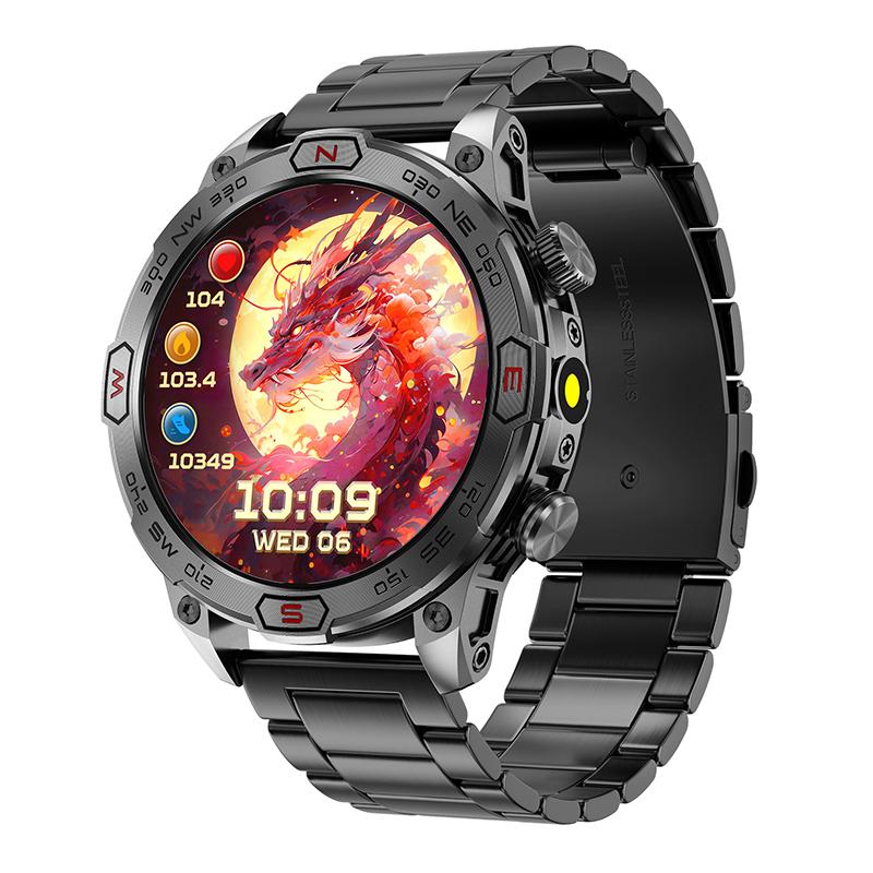 SCIONE Smart Watch Heart Rate Bluetooth Call Voice Assistant Compass Flashlight Step Outdoor Sports Watch